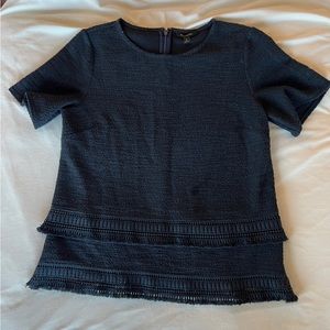 Banana Republic suiting shirt “nice top and jeans” look. Dark navy/black sz m